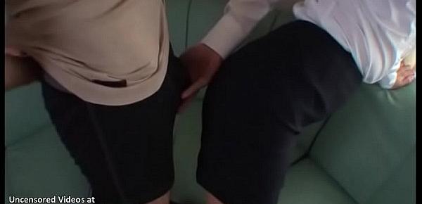  Jav secretary gets huge cumshot on skirt